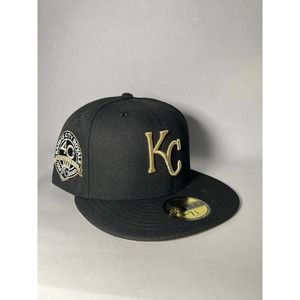 New Era 59fifty Kansas City Royals Sz 7 3/8 40th Anniversary Patch Gold UV